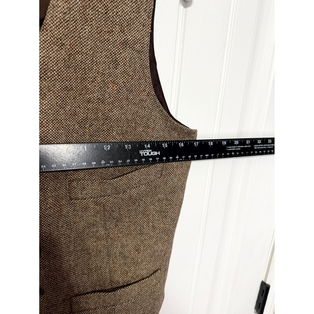 J.Crew Vest Mens XS Brown Herringbone Tweed Wool Blend Button Front Waistcoat - Picture 4 of 6